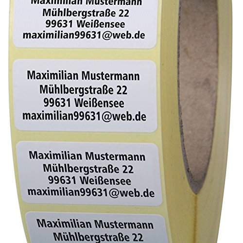 Adressetiketten mit Wunschdruck 200 Stück 40 x 20 mm Haftpapier weiß jetzt selbst gestalten von KDS