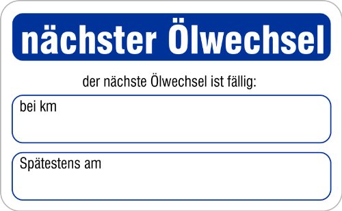 Aufkleber "nächster Ölwechsel" 58x36mm, Serviceaufkleber, 25 Stück von KDS