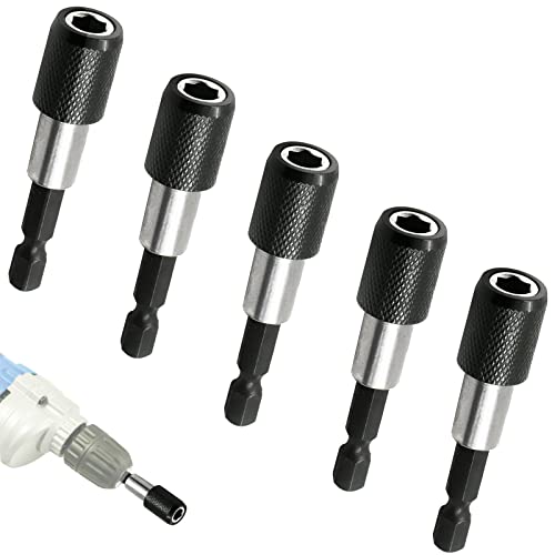 Bithalter Magnetisch Schnellwechsel, 5 Stück 1/4" 60mm Schwenkbarer bithalter, Magnetic Pivot Drill Bit Holder Schraubenwerkzeug für Bohrmaschine Schraubendreher Windschraube usw von KDUH