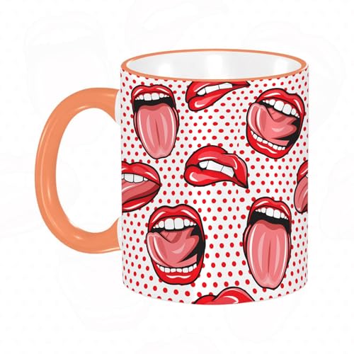 KDWJS Tasse Keramik Kaffeetassen Große 11oz Tassen 330ml Trinkgläser Mit Griff Personalisierte Geschenk Weiß,Cartoon-Farblächeln. Farbpalette. Gekritzelskizze, handgezeichnetes Bild. Aufkleber, handg von KDWJS