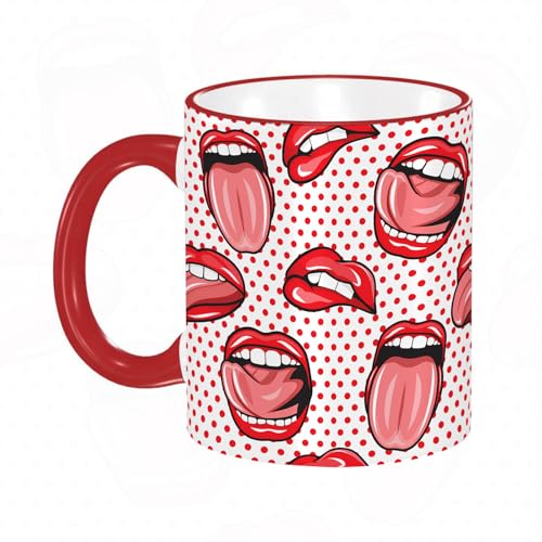 KDWJS Tasse Keramik Kaffeetassen Große 11oz Tassen 330ml Trinkgläser Mit Griff Personalisierte Geschenk Weiß,Cartoon-Farblächeln. Farbpalette. Gekritzelskizze, handgezeichnetes Bild. Aufkleber, handg von KDWJS