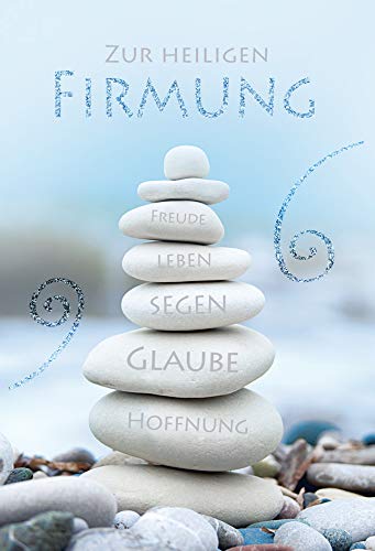 Firmungskarte mit Glimmer | Karte zur Firmung | Karte ohne Innentext | DIN B6 | Klappkarte inkl. Umschlag | Motiv: Steine von KE