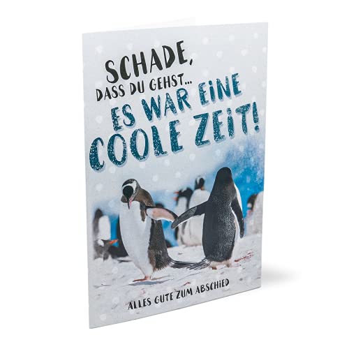 KE - Abschiedskarte XXL für Arbeitskollegen, Auf Wiedersehen Klappkarte mit Umschlag, DIN A4 Format, Geschenk zum Abschied - Motiv: Pinguin von KE