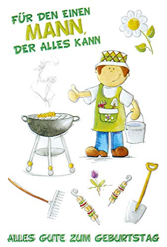 KE - Lustige Geburtstagskarte für Männer mit Spruch, inklusive Umschlag - Humorvolle Klappkarte, DIN B6 - Perfekt für Grill-Liebhaber - Motiv: Grill von KE