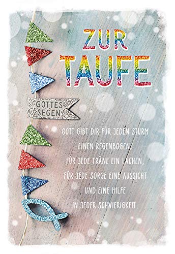 KE - Taufekarte mit Herz - Taufe Karte - Karte Taufe im Set - Karte in Folie - Karte ohne Innentext - DIN B6 - Klappkarte inkl. Umschlag von KE