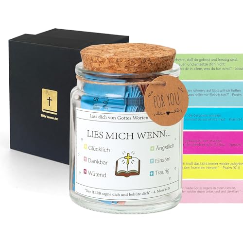 Bible Verses Jar und Umschlag 90 Stück Mini-Bibelvers-Karten Gebetsglas mit farbigen Bibelversen Schrift Karten mit Bibelversen Glas Mutmacher Geschenk von KEAGAN