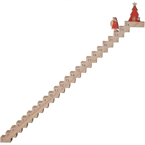 Weihnachtsmann Adventskalender 2024 Treppen Weihnachts Adventskalender aus Holz 24-Tage Weihnachts Countdown Kalender Schreibtisch Deko Reisender Weihnachtsmann Weihnachts Deko von KEAGAN