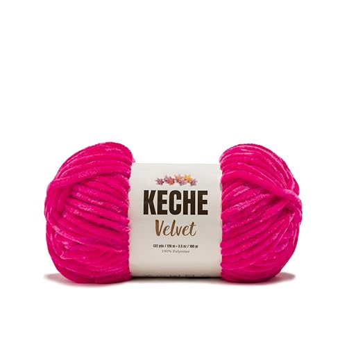 Keche Garn zum Häkeln, Samtgarn, weiche Chenille, sperrige Babydecke, Amigurumi-Garn, 100 g, Neonrosa von KECHE