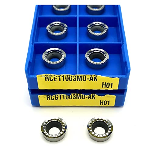 KEEBI 10 Stück Hartmetall-Dreheinsätze RCGT1003 RCGT10T3 RCGT1204 AK H01 Aluminium-Fräsen Drehen Hartmetalleinsätze CNC-Drehwerkzeuge (Angle : RCGT1003 AK H01, Shank Diameter : 10PCS) von KEEBI