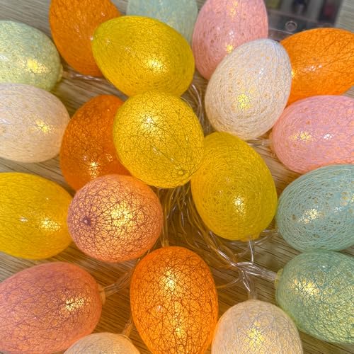 KEELYY Lichterkette Ostern 3M 20LED Ostereier, Osterdeko Batteriebetrieb Eier Led Osterbeleuchtung, Ostereier Lichterkette für Ostern, Frühling, Deko und Sträuße von KEELYY