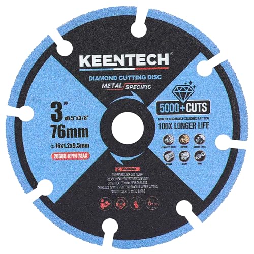 KEENTECH Diamant-Trennscheibe für Metall, 7,6 cm x 3/8 Zoll, Trennscheibe mit mehr als 5000 Schnitten auf Bewehrung, Stahl, Eisen und Inox (1er-Pack) von KEENTECH