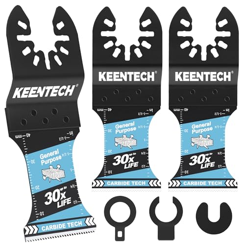 KEENTECH Hartmetall-Oszillierende Werkzeugklingen für Hartmetallschneiden, robuste Multitool-Klingen Schnellspanner mit sauberem und präzisem Schnitt für Edelstahlblech, Metallrohr, Nägel, Bolzen, von KEENTECH