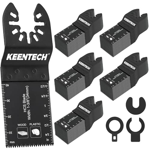 KEENTECH Universal Oszillierende Werkzeugklinge für Holz, Kunststoff, Trockenbau, Gipskarton, Schnellspann-Multitool-Klingen mit feinem Finish für gerade, bündiges und abgewinkeltes Schneiden, 100 von KEENTECH