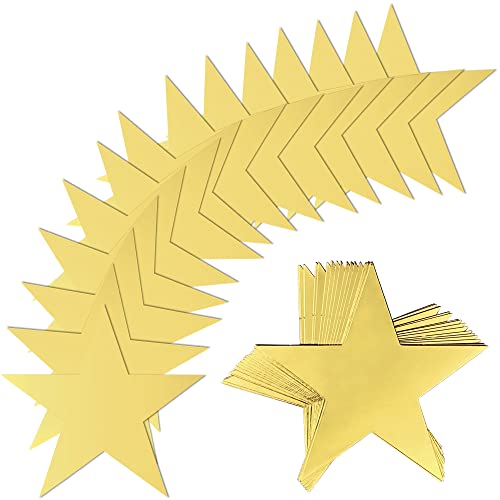 100 Stück glitzernde goldene Fünf-Sterne-Ausschnitte, doppelt bedruckte Papierstern-Dekorationen, Stern-Konfetti-Ausschnitte, Karton-Sterne für Pinnwand, Klassenzimmer, Wandparty-Dekoration von KEEPARTY