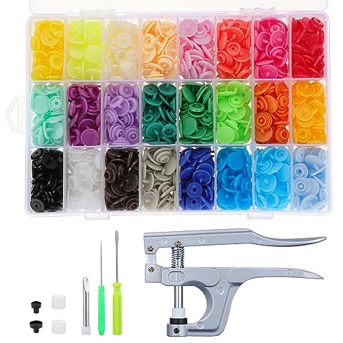 KEESIN Druckknöpfe mit zange,360 Set T5 Druckknöpfe in 24 Farben Nähfrei Zubehöre für alle Arten DIY Kleidung Basteln Accessoires Snap Set von KEESIN