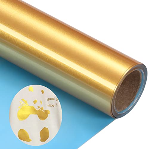 Plotterfolie Textil Gold HTV Vinyl Rolls Gold Iron Heat Transfer Vinyl 30.5cm x 183cm Plotter Flexfolie für Cricut und Silhouette Cameo, Textilien Transferfolie zum Aufbügeln für DIY T-Shirt Stoffe von KEGUMINGX