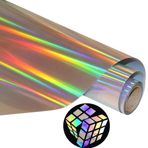 KEGUMINGX Holographic Htv Heat Transfer Vinyl Roll Reflective Htv 10 Inch x 6 Feet Htv Heat Hransfer for Silhouette Cameo、Vinyl Rolls、Vinyl Design for T-Shirts Heat Vinyl Design von KEGUMINGX