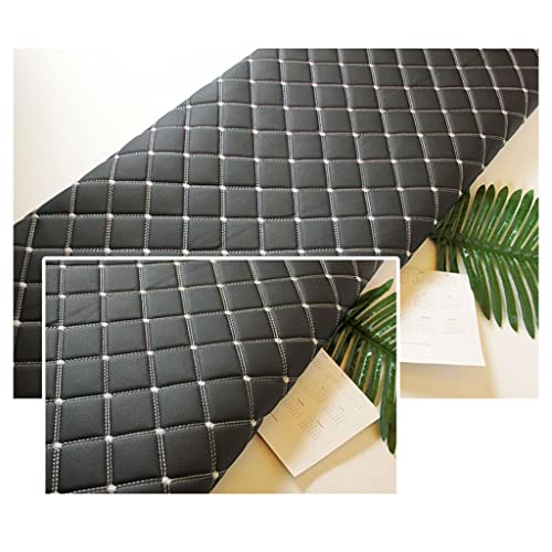 160 cm Breit Kunstleder Polsterstoff Kaschiert Meterware MöBelstoff FüR SäMtliche Polsterarbeiten,Autos,Boote,Dekorationen 1m Meterware Verkauft(Color:Schwarz (graue Linie))(1.6x2m) von KEHHZUHL