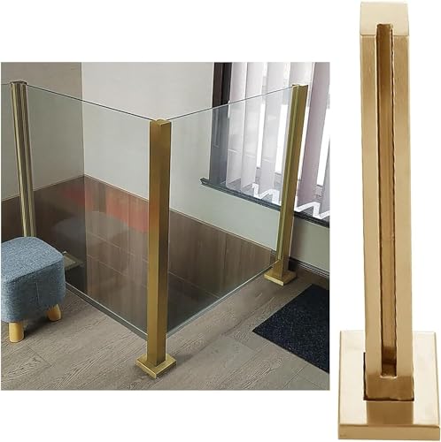 Glasgeländerpfosten, Balustradenpfosten, Glasgeländerpfosten, Balkon, Treppendeck, quadratische Klemme aus Edelstahl für Glasplatten (Farbe: Gold-Endpfosten, Größe: 105 cm) von KEHSF