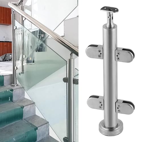 Glasgeländerpfosten für Innentreppen/Außenhandläufe/Balkonzäune, rundes Edelstahl-Deckgeländersystem/Balustradensäule, 2 2,5 3 3,5 4 4,5 5 Fuß Glaszaunpaneele, Klemme mit Kompl von KEHSF