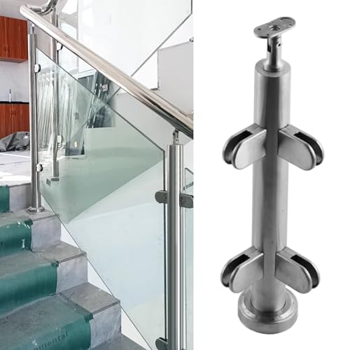 Glasgeländerpfosten für Innentreppen/Außenhandläufe/Balkonzäune, rundes Edelstahl-Deckgeländersystem/Balustradensäule, 2 2,5 3 3,5 4 4,5 5 Fuß Glaszaunpaneele, Klemme mit Kompl von KEHSF