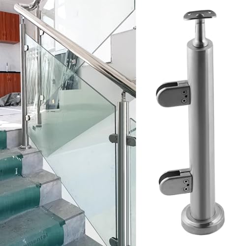 Glasgeländerpfosten für Innentreppen/Außenhandläufe/Balkonzäune, rundes Edelstahl-Deckgeländersystem/Balustradensäule, 2 2,5 3 3,5 4 4,5 5 Fuß Glaszaunpaneele, Klemme mit Kompl von KEHSF