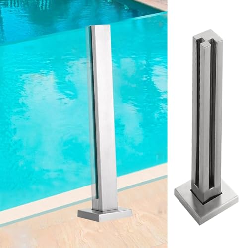 KEHSF Glasgeländerpfosten, Glasgeländerpfosten/-klemme, Edelstahl-Balusters-Vierkantstange für Außenterrasse, Terrasse, Balkon, Poolzaun, Silber (Eckpfosten, 65 cm) von KEHSF