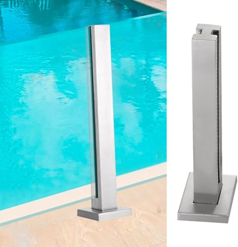 KEHSF Glasgeländerpfosten Glasgeländerpfosten/-klemme, Edelstahl-Balusters-Vierkantstange für Außenterrasse, Terrasse, Balkon, Poolzaun, Silber (Mittelpfosten, 95 cm) von KEHSF