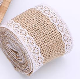 KEILEOHO 2 Rolle Juteband mit Spitze 5 cm x 10 m, Jute Spitzenband Vintage für Hochzeit, Geschenke, Deko von KEILEOHO