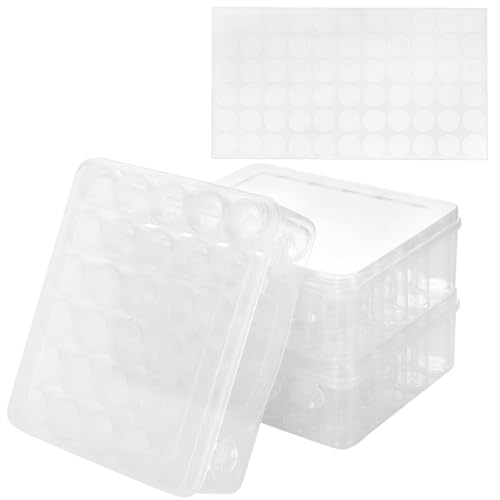 KEILEOHO 3 Stück Diamond Painting Aufbewahrungsbox, Transparente Diamond Painting Zubehör Boxen mit 30 Kleine Round Dosen, Kunststoff Sortierboxen Perlen Organizer Box von KEILEOHO