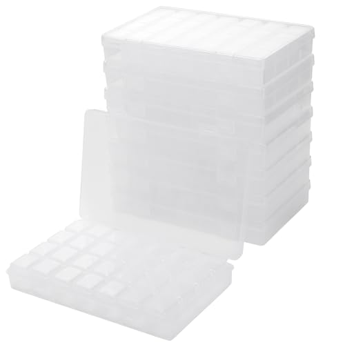 KEILEOHO 8 Stk Sortierboxen 28 Fächer für Kleinteile, Transparent Perlen Box Organizer mit Dekel, Sortimentskasten 28 Fächer Sortierbox Perlen Aufbewahrungsbox für Perlen, Bastel Zubehör von KEILEOHO