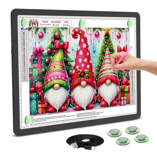 Leuchttisch A3, 5600 Lux Sehr Hell LED Lightpad mit Seitliche Tasten, Magnetischer Clip, 6 Stufige Dimmung 3 Farbtemperatur Light Pad Lichtpad für Diamond Painting, Designen, Zeichnen Skizzieren von KEIWRLIGHT