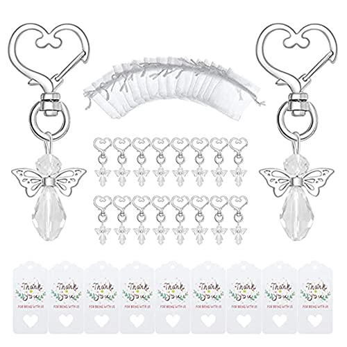 KELING 40 Sets Kristall Schmetterling mit HerzföRmigem SchlüSsel AnhäNger Hochzeit Bevorzugungs Set, Organza Geschenk TüTen und AnhäNger von KELING