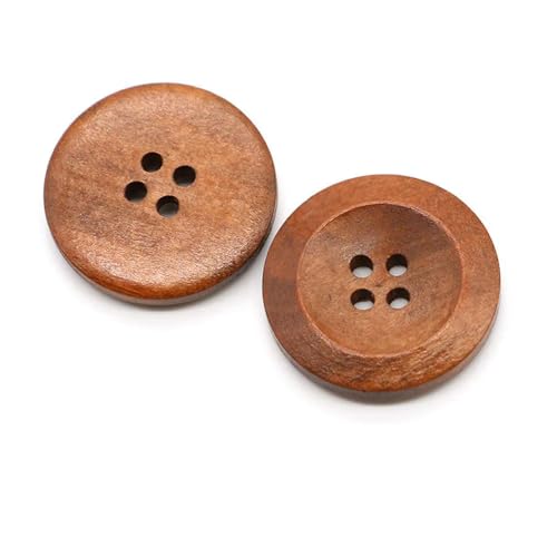 10 Stück runde Holzknöpfe mit 2/4 Löchern, 10–38 mm, für Kleidung, Mäntel, hochwertige DIY-Dekorationen, Nähzubehör, 5 Farben optional von KEMTAT