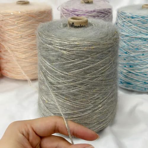 KEMTAT 500 g/Rolle Pailletten Mohair Schal Pullover Weiches dünnes Wollgarn Handstrickpullover Babykleidung Faden Häkeln Glitzer Mohair Garn von KEMTAT