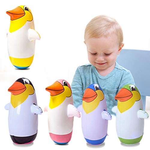 Aufblasbare Pinguin Tumbler Kinder,Aufblasbarer Tierballon,5 Stück Cartoon Tier Blow Up Tumbler Kinder Party Spiel Spielzeug 22cm (Bunt) von KENANLAN