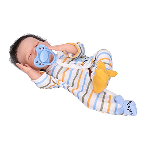 KENANLAN Lebensechte Babypuppe, 12 Zoll Weiches Silikon, Neugeborene, Puppe mit Kleidung, Babyflasche, Kinderspielzeug (April 12 Zoll weißes Baby mit geschlossenen Augen) von KENANLAN