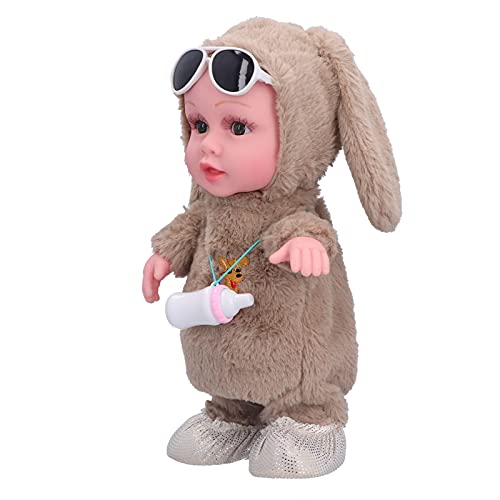 KENANLAN Musik Baby Puppe, Säugling Plüsch Musik Elektrische Puppe Singen Tanzen Gehen Sprechen Parroting Baby Mädchen (Flaschenpuppe Braun (Tasche)) von KENANLAN