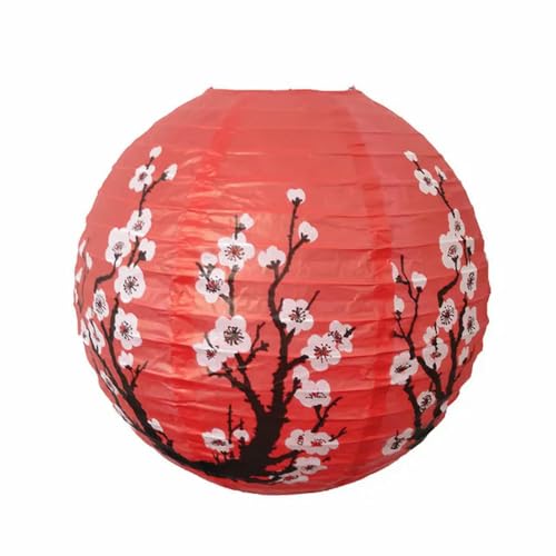 KENDAS 30/35/40 cm Pflaumenblüten-Bambus-runder Papierlaternen-Lampenschirm, chinesischer orientalischer Stil, Weihnachten, Hochzeit, Heimdekoration, Lampion von KENDAS