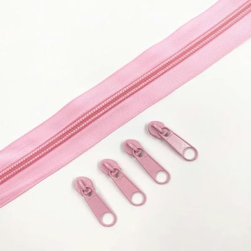 1/2/3/5/8/10 Meter 5# lange Nylon-Reißverschlussrollen mit 2/4/6/10/16/20 Stück Reißverschlussschieber für schneiderisches Nähzubehör Rosa 134 5# 1 Meter 2 Schieber von KENFHH