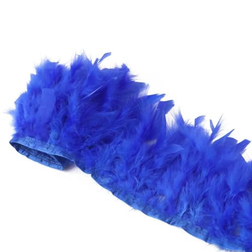 1 Yard Truthahnfederbesatz, Bastelband, 10–15 cm, blaue Federn für Kleidung, Dekoration, Nähen, Federn, Zubehör, Königsblau von KENFHH