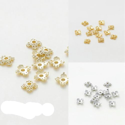 10–100 Stück 14 K/18 K vergoldetes Messing, Blumenbaumblatt, runde Perlenkappen, Schmuckperlenherstellung, Zubehör, DIY-Zubehör, S5, 7 mm, 20 Stück, 18 K Gold von KENFHH