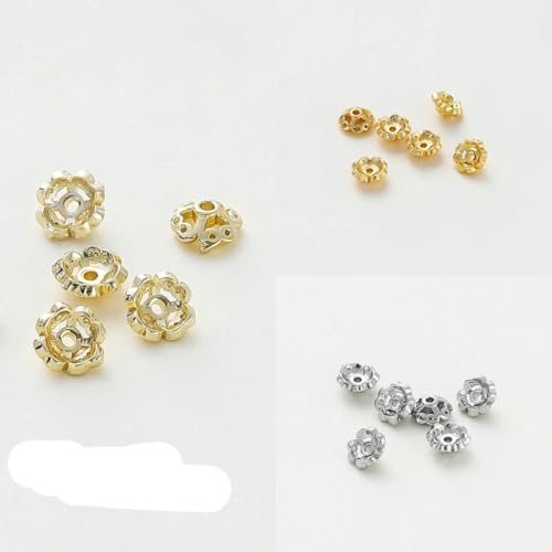 10–100 Stück 14 K/18 K vergoldetes Messing, Blumenbaumblatt, runde Perlenkappen, Schmuckperlenherstellung, Zubehör, DIY-Zubehör, S7, 7 mm, 20 Stück, 18 K Gold von KENFHH