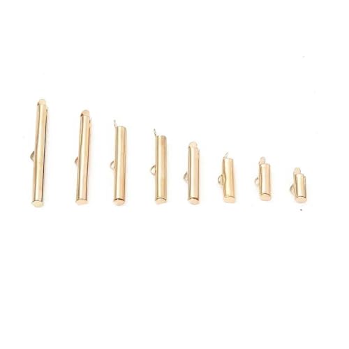 10–40 mm Crimp-Endperlen, Perlen, Schiebe-Endverschluss, Schnallen, Röhrchen, Schieber-Endkappen, DIY-Halsketten, Armbandverbinder, Schmuckherstellung, KC Gold, 16 mm, 50 Stück von KENFHH