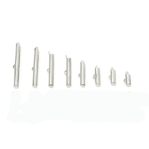 10–40 mm Crimp-Endperlen, Perlen, Schiebe-Endverschluss, Schnallen, Röhrchen, Schieber-Endkappen, DIY-Halsketten, Armbandverbinder, Schmuckherstellung, Rhodium, 1, 50 Stück von KENFHH