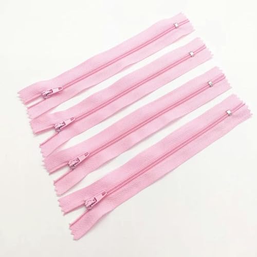 10 Stück 3# 7,5 cm 60 cm (3 24) geschlossener Nylon-Spiralreißverschluss, geeignet für Kleidung, Reißverschlüsse zum Nähen, rosa, 10 Stück, 60 cm von KENFHH