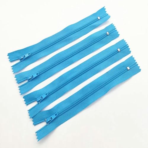 10 Stück 3# 7,5 cm 60 cm (3 24) geschlossener Nylon-Spiralreißverschluss, geeignet für Kleidungsreißverschlüsse zum Nähen, Seeblau, 10 Stück 45 cm von KENFHH