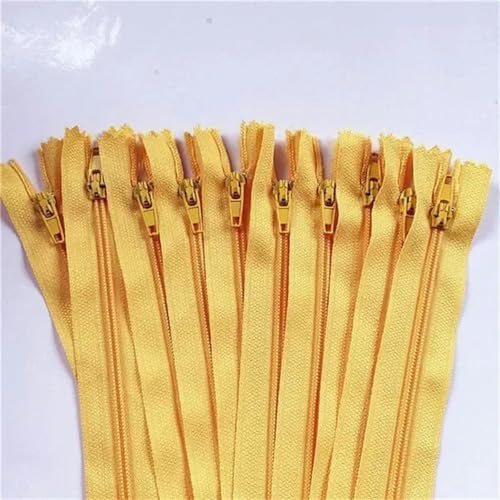 10 Stück 3 Zoll 24 Zoll (7,5 cm 60 cm) Nylon-Spiralreißverschlüsse für Schneider, Nähen, Basteln, Nylon-Reißverschlüsse, Großpackung, Gold, 10 Stück, 20 cm von KENFHH