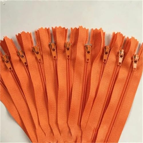 10 Stück 3 Zoll 24 Zoll (7,5 cm 60 cm) Nylon-Spiralreißverschlüsse für Schneider, Nähen, Basteln, Nylon-Reißverschlüsse, Großpackung, Orange, 10 Stück, 50 cm von KENFHH