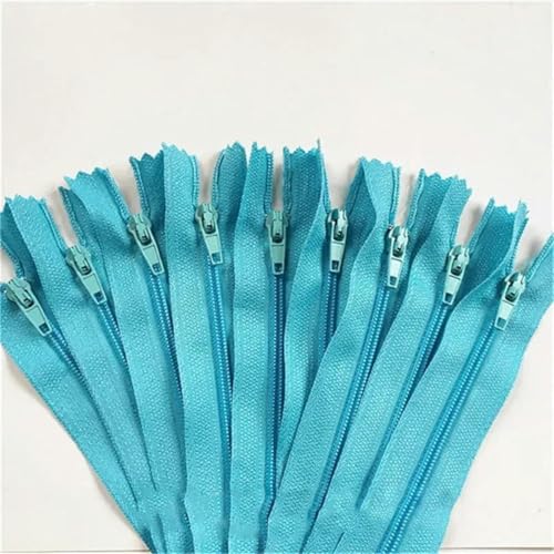 10 Stück 3 Zoll 24 Zoll (7,5 cm 60 cm) Nylon-Spiralreißverschlüsse für Schneider, Nähen, Basteln, Nylon-Reißverschlüsse in Großpackung, Himmelblau, 10 Stück, 15 cm von KENFHH